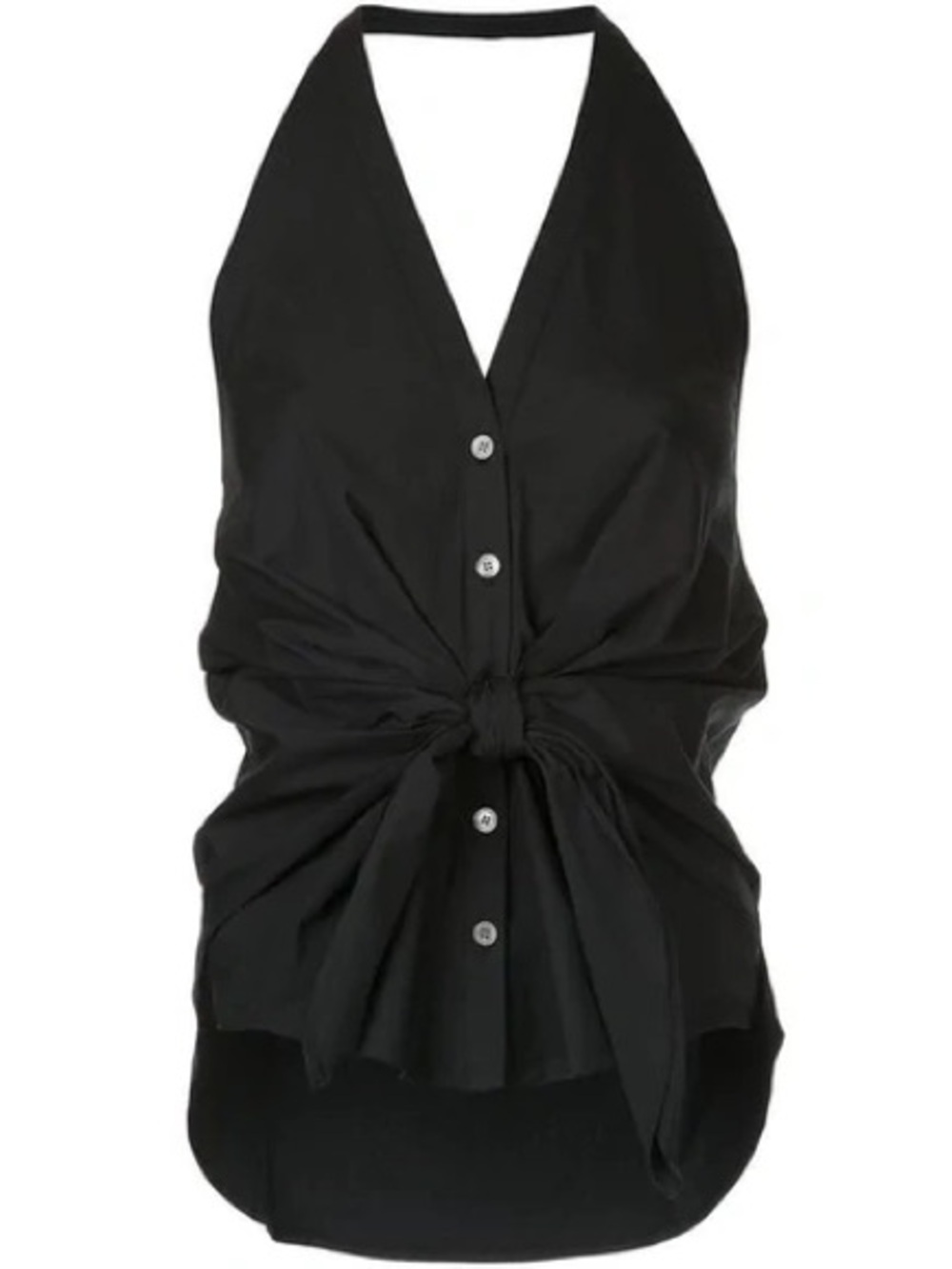 Veronica Beard Vea Stretch Cotton Halter Top - Size: 4, Black